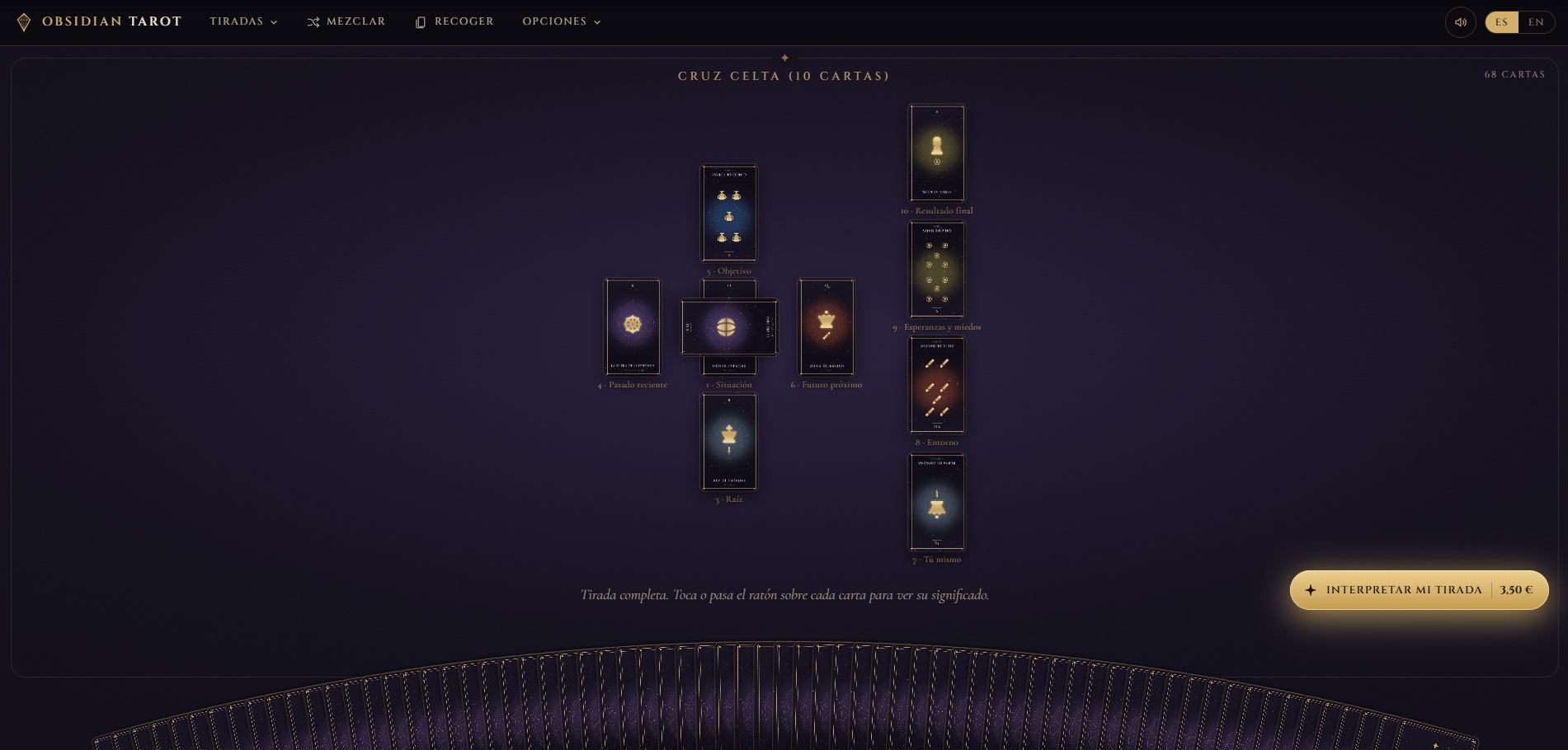 I built Obsidian Tarot - an online tarot reading website powered by AI